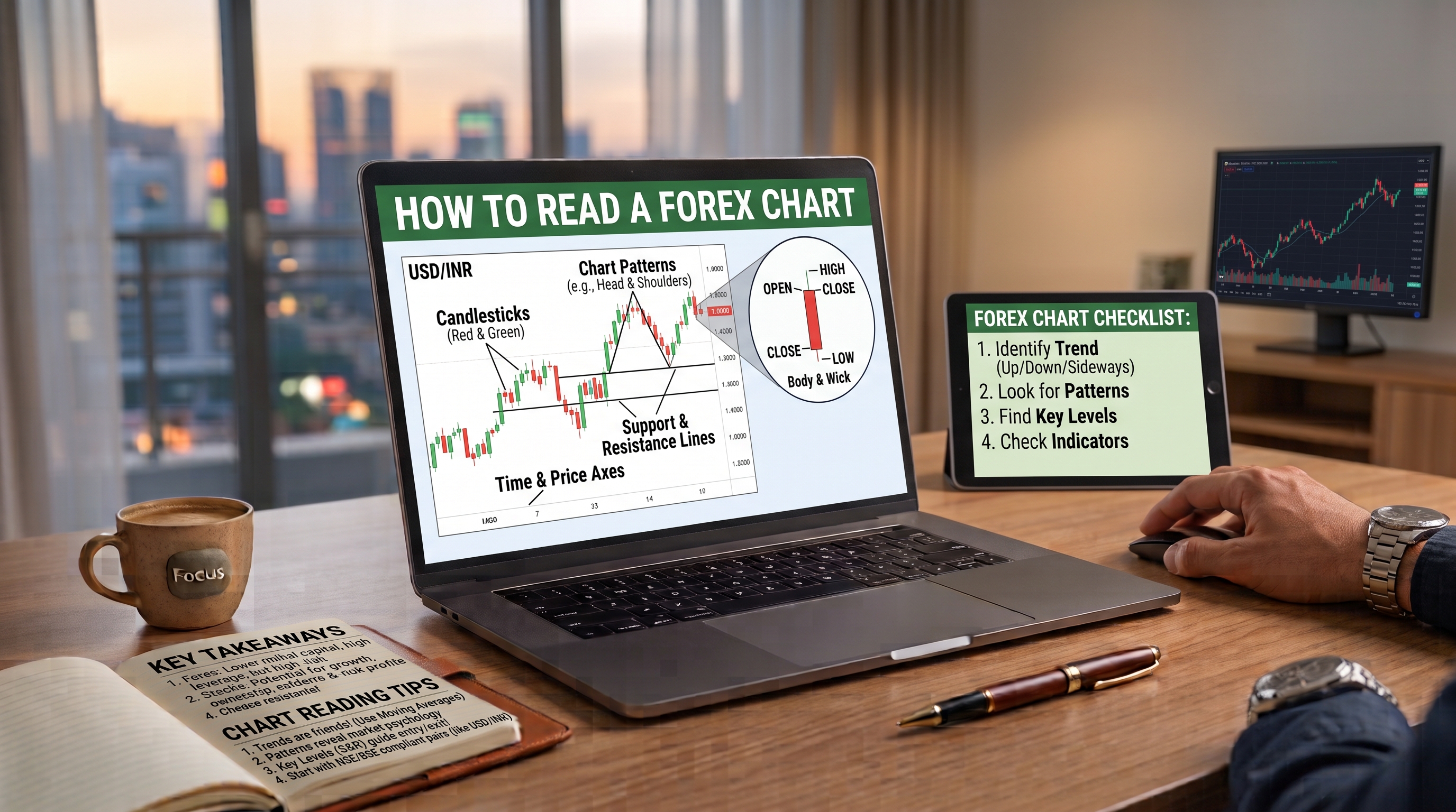 Candlestick chart illustration for beginners learning to read charts